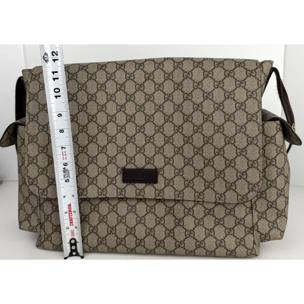 Gucci GG Supreme Diaper Messenger Bag Large in Brown Coated Canvas S